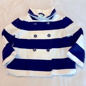 Gymboree Blue White Stripe Peacoat Size 12-24 Months Nautical Coastal Lined